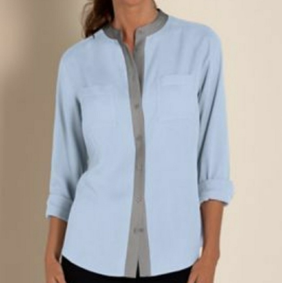Soft Surroundings 100% Silk Color Blocked Blouse Small - Picture 4 of 8